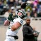 Michigan State football tight end Jack Velling catches a pass during the spring game.