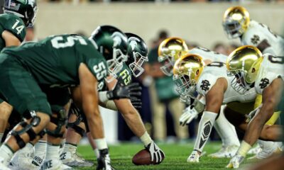 Michigan State football lines up across Notre Dame in 2017.