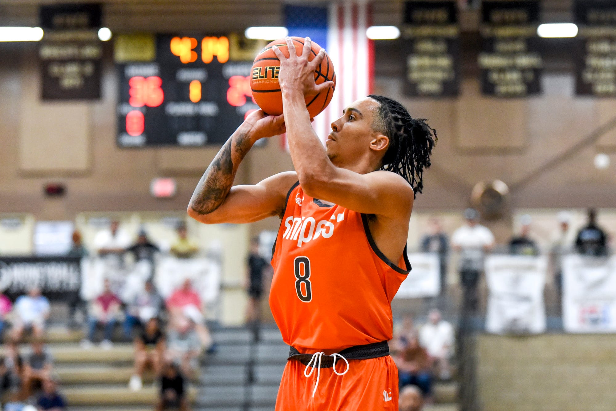 Travis Trice shoots a jumper at the 2023 Moneyball Pro-Am.