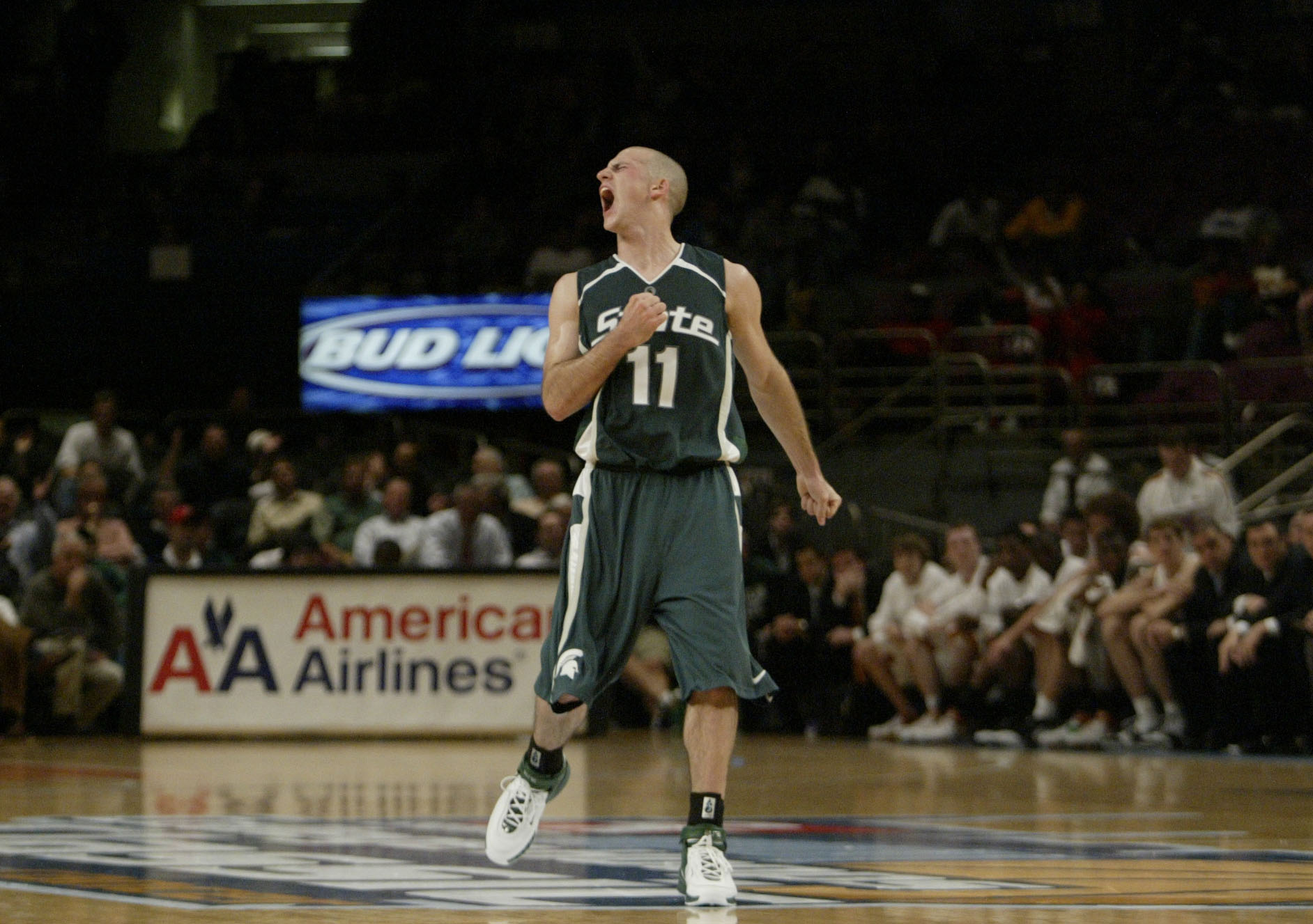 Michigan State basketball star Drew Neitzel celebrates