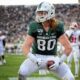 Michigan State football tight end Matt Seybert celebrates a touchdown.