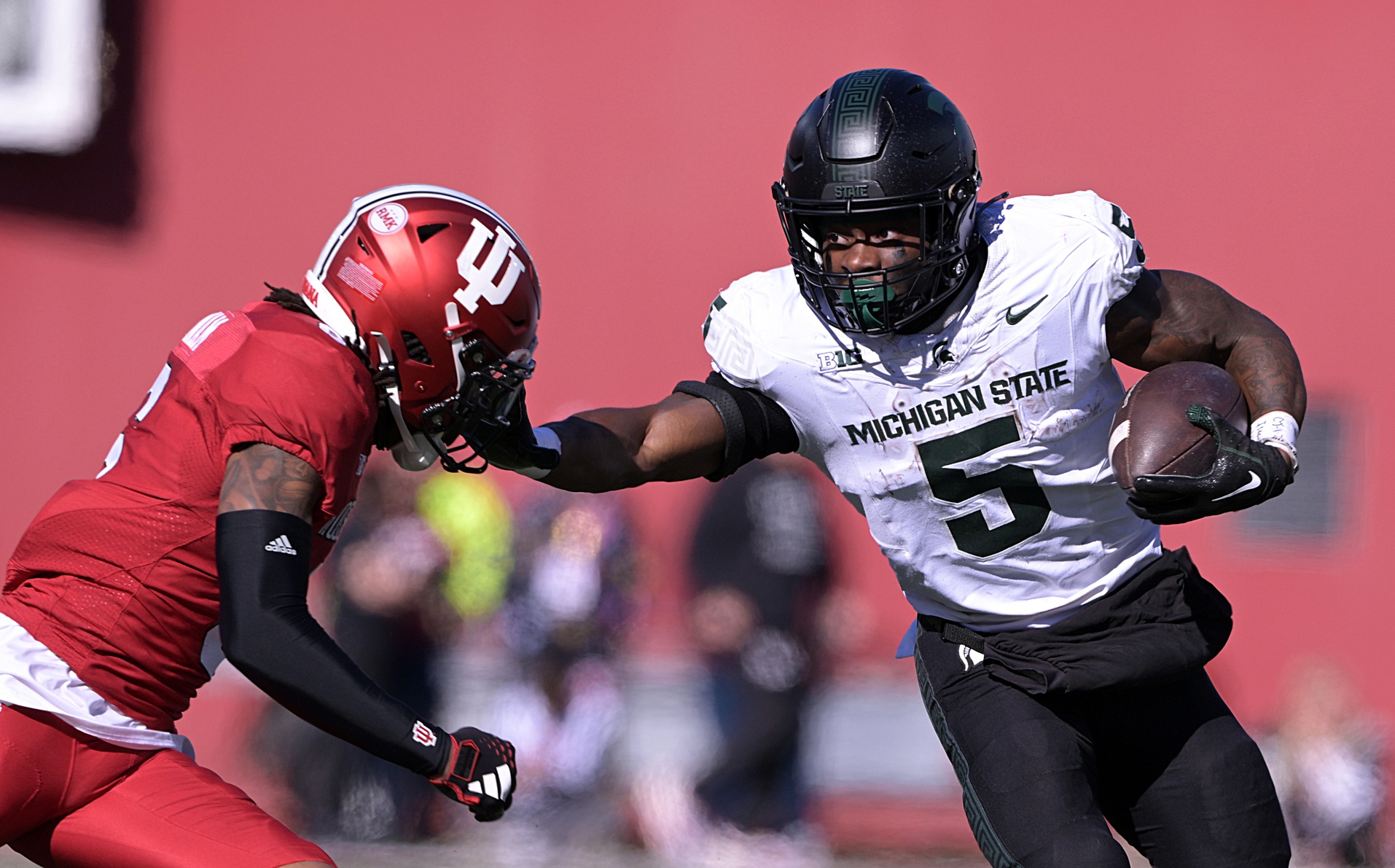 Michigan State football running back Nate Carter rushes vs. Indiana