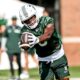 Michigan State football receiver Nick Marsh catches a pass in fall camp.