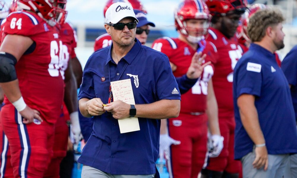 FAU coach Tom Herman speaks highly of Spartan Stadium.