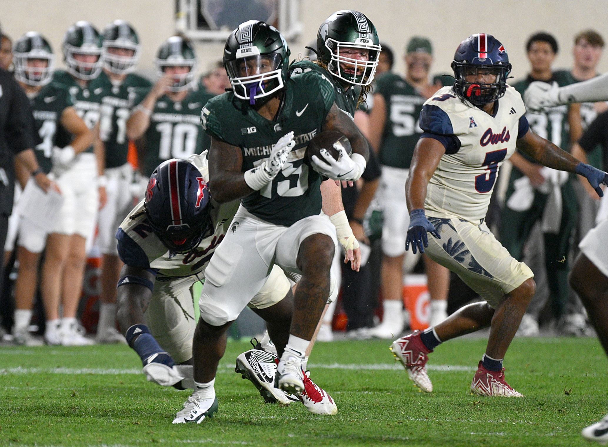 Michigan State football running back Kay'Ron Lynch-Adams.