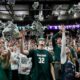 Michigan State basketball fans at the Breslin Center.