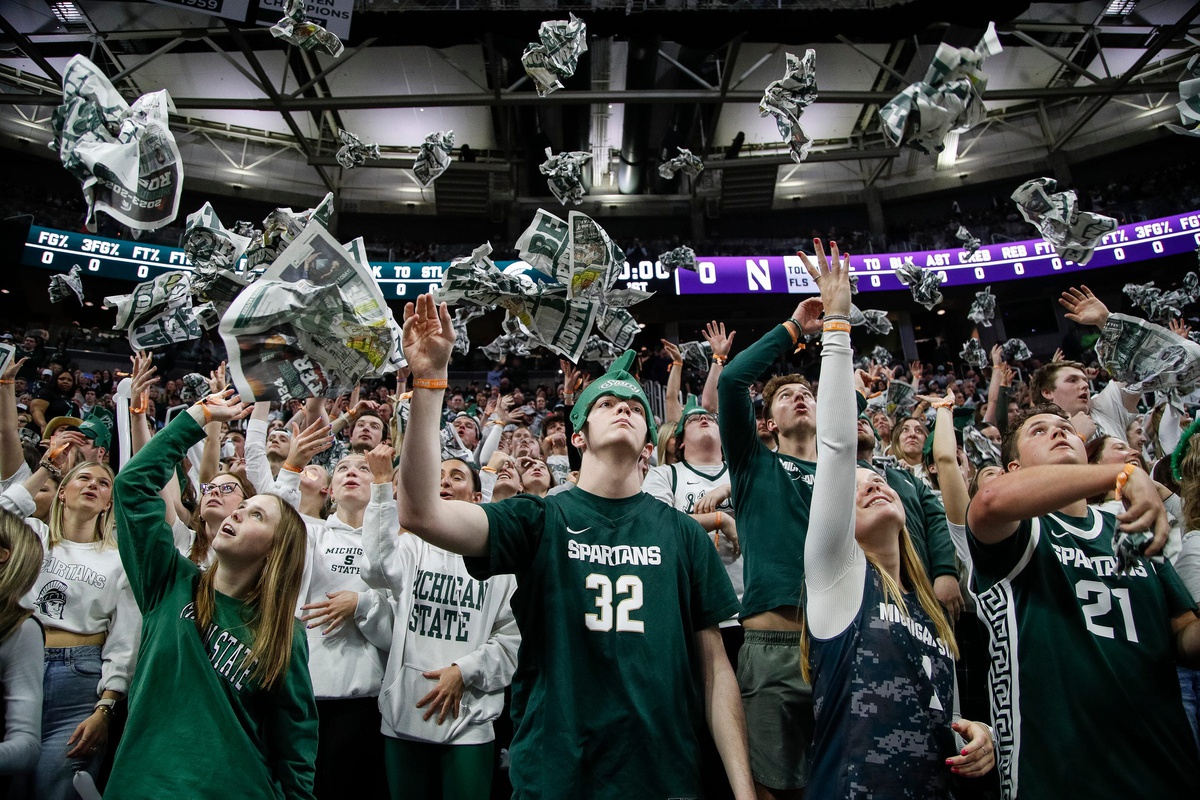 Michigan State basketball fans at the Breslin Center.