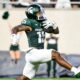 Michigan State football RB Kay'Ron Lynch-Adams runs for a touchdown.