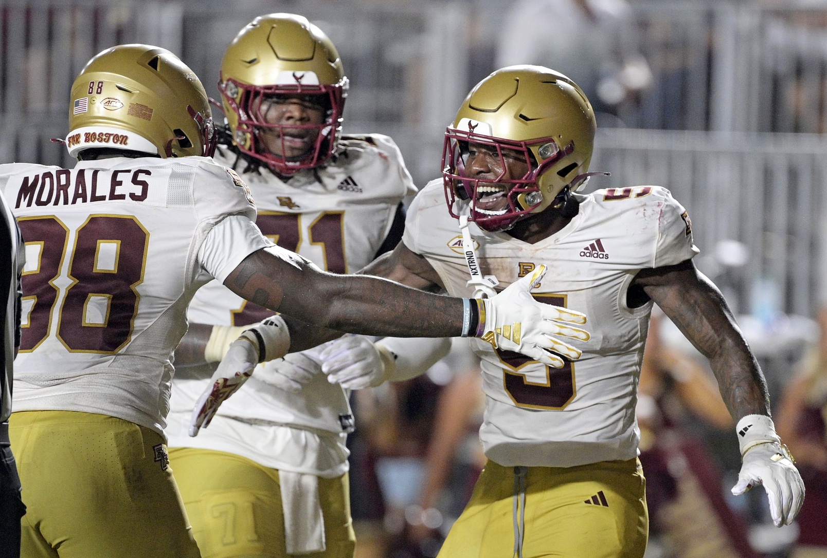 Week 4 opponent for Michigan State football, Boston College, celebrating against Florida State.