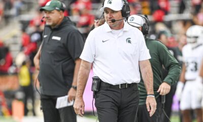 Michigan State football coach Jonathan Smith looks on during a Maryland win.