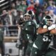 Michigan State football quarterback Aidan Chiles passes vs. Boston College