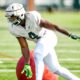 Michigan State football linebacker Jacoby Windmon goes through practice.