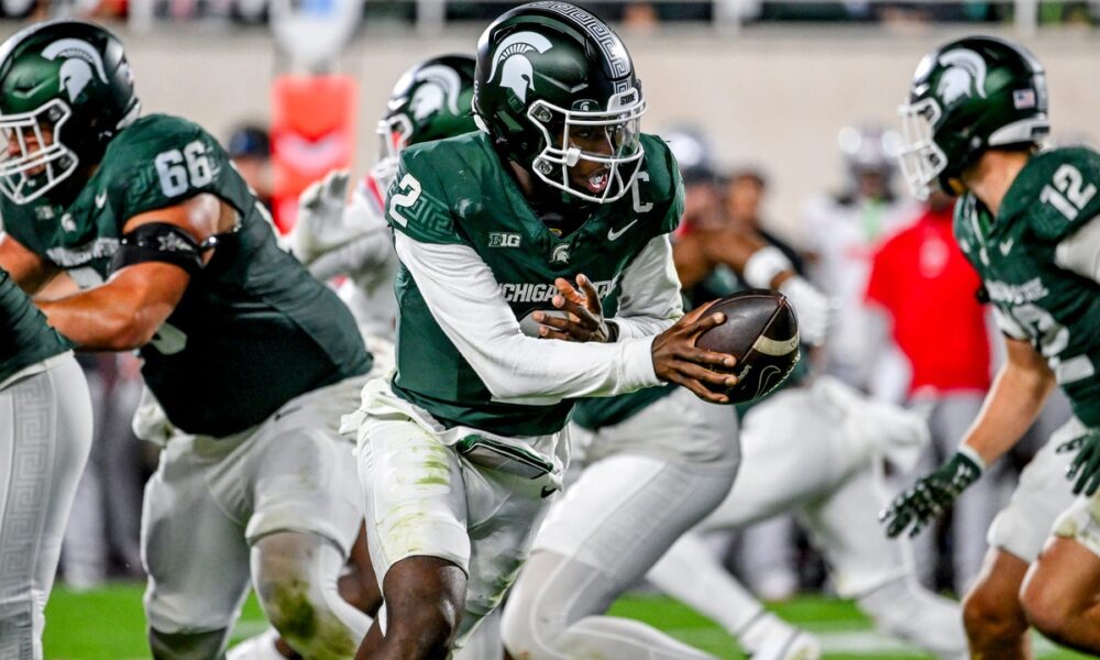 Michigan State football quarterback Aidan Chiles.