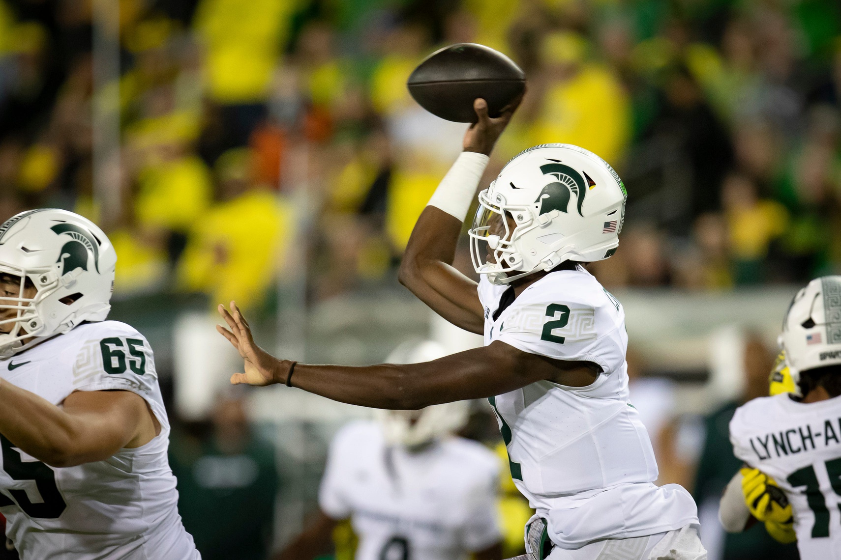 Michigan State football quarterback Aidan Chiles