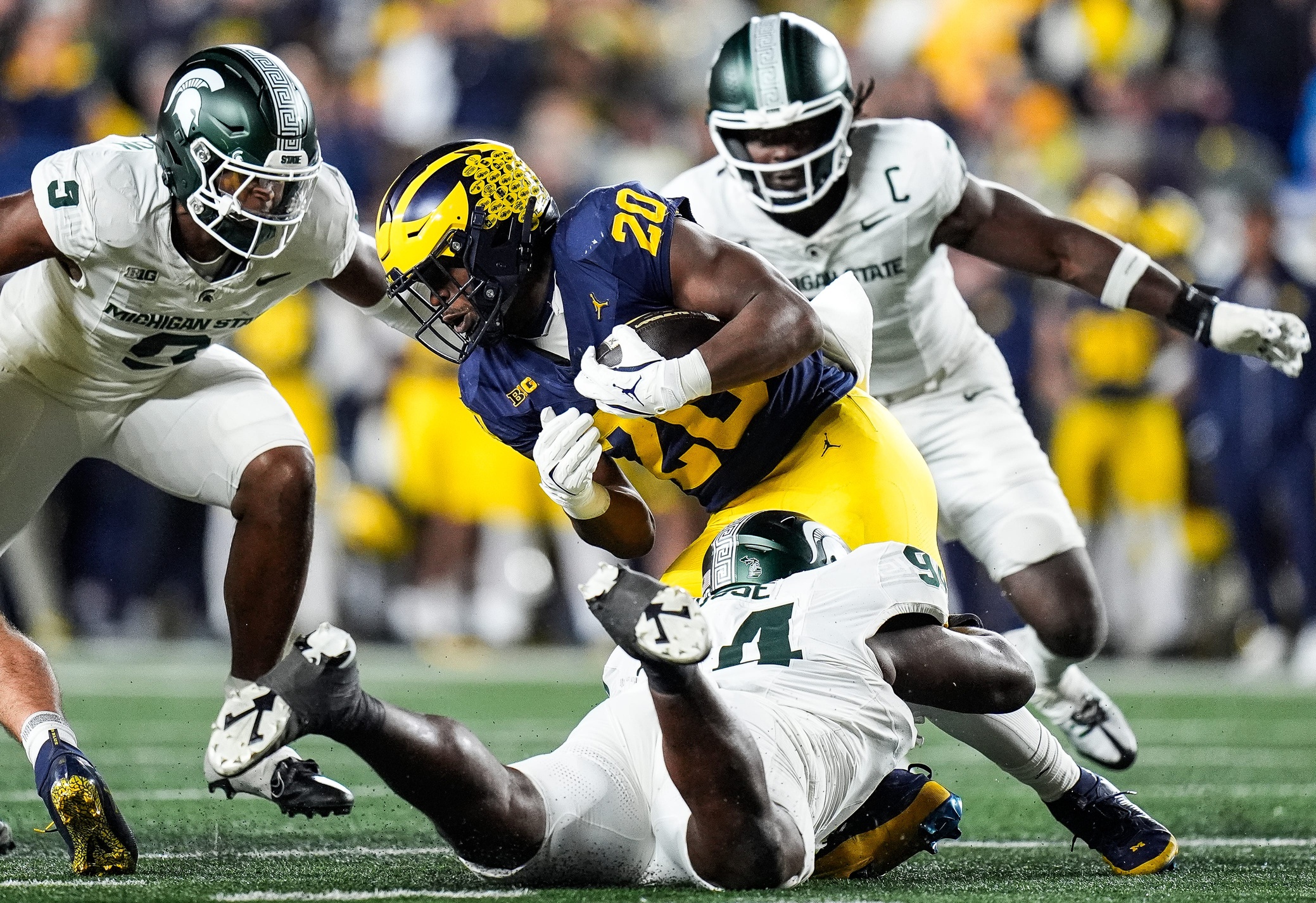 Michigan State football tackles Kalel Mullings.