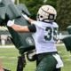 Michigan State football captain Sam Edwards goes through fall drills.